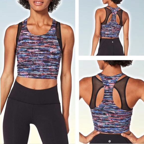 LULULEMON Break Free Tank Nulux Sz 4 Hinshu Alpine White Multi / Black - Picture 1 of 7